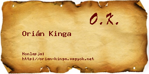 Orián Kinga névjegykártya
